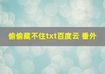 偷偷藏不住txt百度云 番外